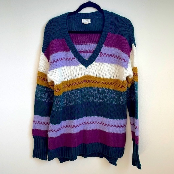 Caslon vneck multicolor colorblock sweater small - Picture 1 of 4